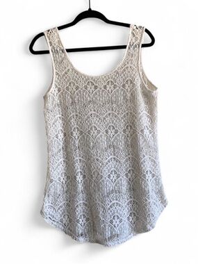 H.I.P. Cream Lace Scoop Neck Tank size Large